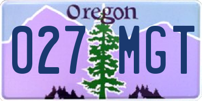 OR license plate 027MGT