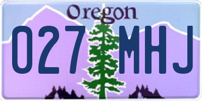 OR license plate 027MHJ
