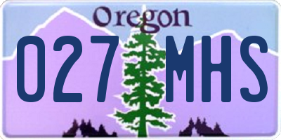 OR license plate 027MHS
