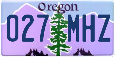 OR license plate 027MHZ