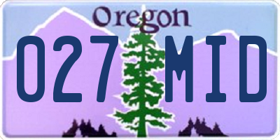 OR license plate 027MID