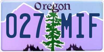 OR license plate 027MIF