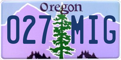 OR license plate 027MIG