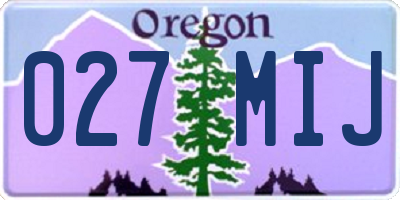 OR license plate 027MIJ