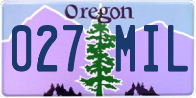 OR license plate 027MIL