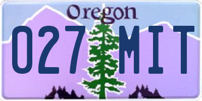 OR license plate 027MIT