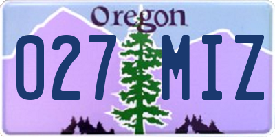 OR license plate 027MIZ