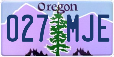 OR license plate 027MJE