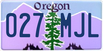 OR license plate 027MJL