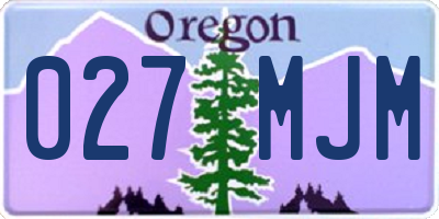 OR license plate 027MJM