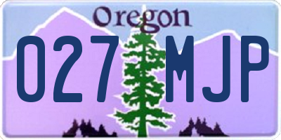 OR license plate 027MJP
