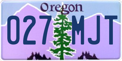 OR license plate 027MJT
