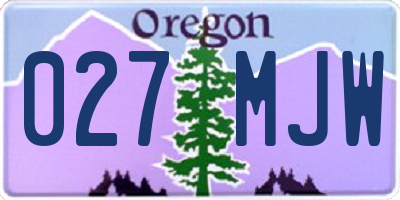 OR license plate 027MJW
