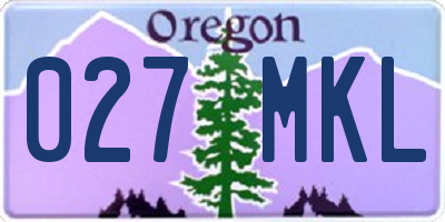 OR license plate 027MKL