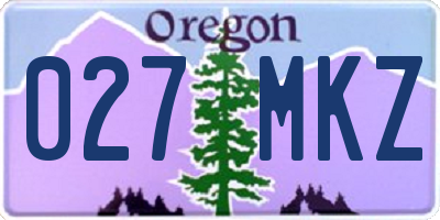 OR license plate 027MKZ