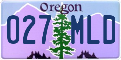 OR license plate 027MLD