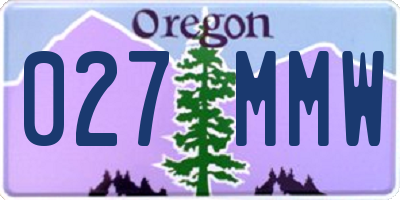 OR license plate 027MMW