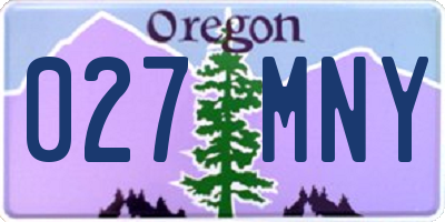 OR license plate 027MNY