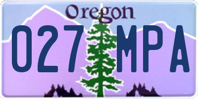 OR license plate 027MPA