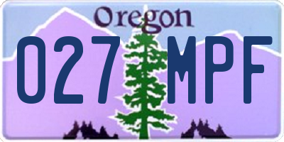 OR license plate 027MPF