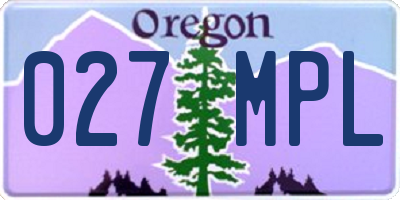 OR license plate 027MPL