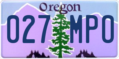 OR license plate 027MPO