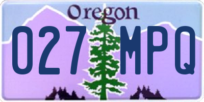 OR license plate 027MPQ