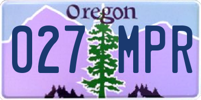 OR license plate 027MPR