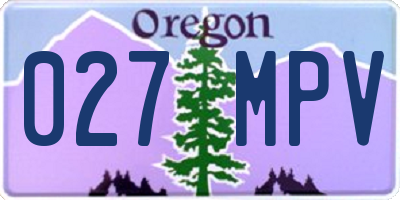 OR license plate 027MPV