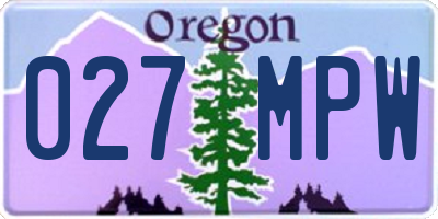OR license plate 027MPW