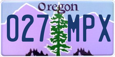 OR license plate 027MPX