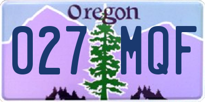 OR license plate 027MQF