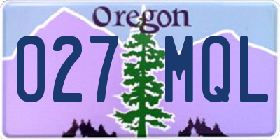 OR license plate 027MQL