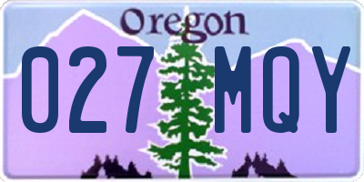 OR license plate 027MQY