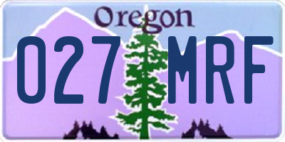 OR license plate 027MRF