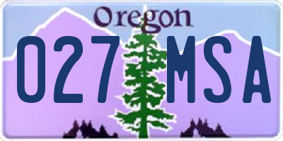 OR license plate 027MSA