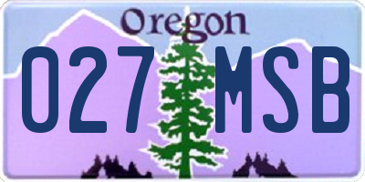 OR license plate 027MSB