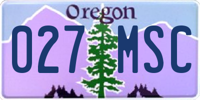 OR license plate 027MSC