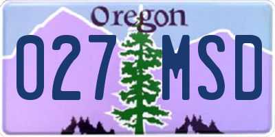 OR license plate 027MSD