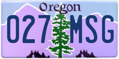OR license plate 027MSG