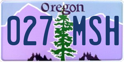 OR license plate 027MSH