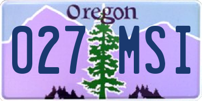 OR license plate 027MSI