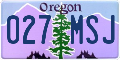 OR license plate 027MSJ