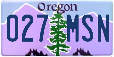 OR license plate 027MSN