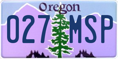 OR license plate 027MSP