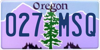OR license plate 027MSQ