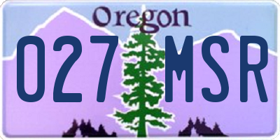 OR license plate 027MSR