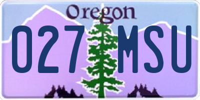 OR license plate 027MSU