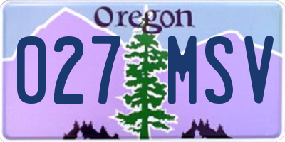 OR license plate 027MSV