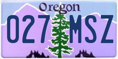 OR license plate 027MSZ